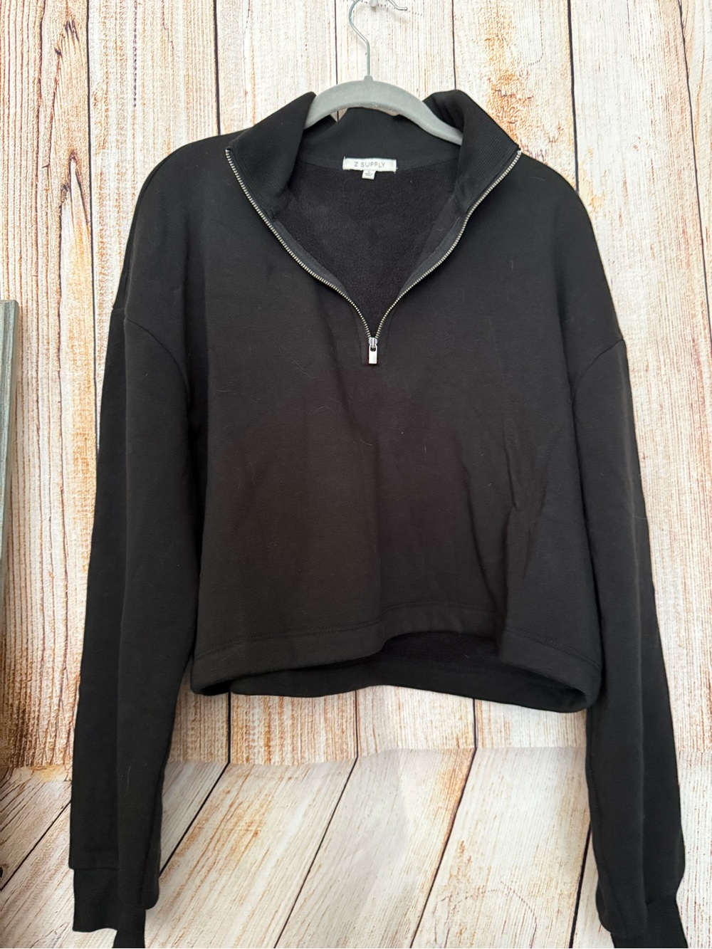 Z Supply Black Half-Zip Cowl Pullover Sweatshirt